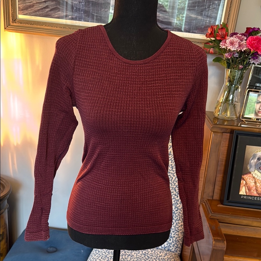 Burgundy Long Sleeve Knit Top